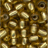 Rocailles, 2,5 mm, gold mit Silbereinzug