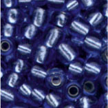 Rocailles, 2,5 mm, mittelblau mit Silbereinzug