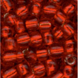 Rocailles, 2,5 mm, rot/Silbereinzug
