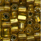 Rocailles, 2,5mm, gold mit Silbereinzug