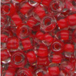 Rocailles, 2,5 mm, Kristall mit Farbeinzug rot