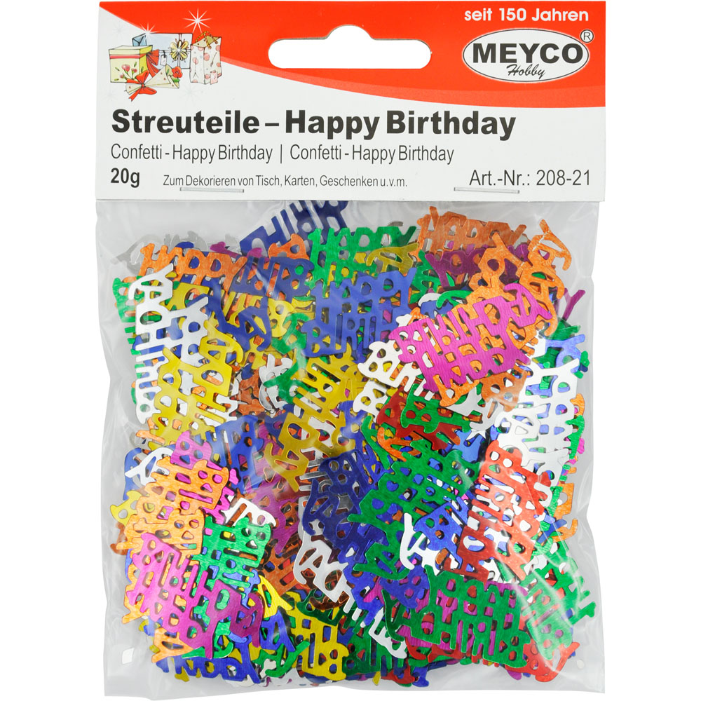 Streuteile -Happy Birthday-, bunt sortiert, 20g