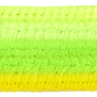 Chenille-Sortiment -grün/gelb-, 6 mm, 30cm, 25 Stk