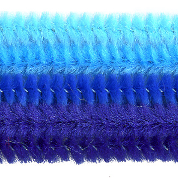 Chenille-Sortiment, blau sort., 6mm, 30cm, 25 Stk.