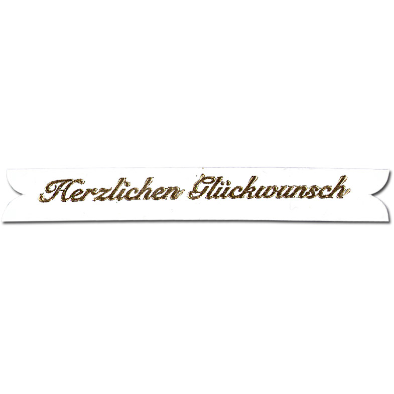 Spruchband m.Goldschr.90x12 mm, Herzl. Glückwunsch