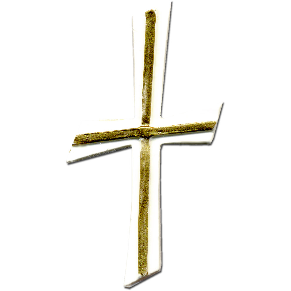 Wachs-Kreuz, weiß/gold, 85x45mm, 1 Stück