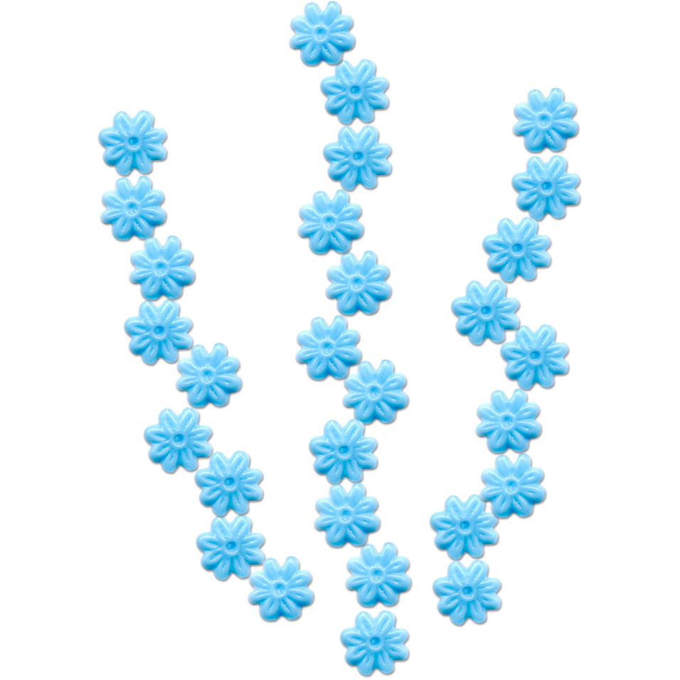 Wachs- Blüten, hellblau, 8x8mm, 29 Stück