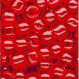 Rocailles im Döschen, 2,5mm, rot/transparent