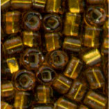 Rocailles im Döschen, 2,5mm, hellbraun/Silbereinzu
