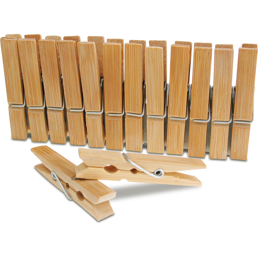 Holzklammern aus Bambus, 24 Stk., 65x10mm