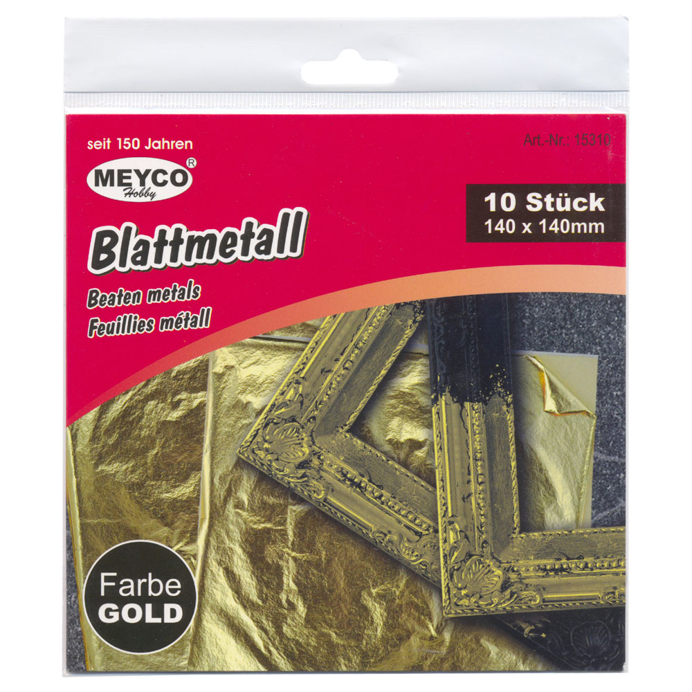 Blattmetall, 140 x 140mm, 10 Stck., gold