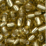 Rocailles, 2,5 mm, bleichgold mit Silbereinzug