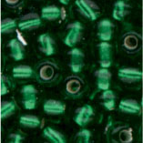 Rocailles, 2,5 mm, grün mit Silbereinzug
