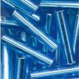 Glasstifte, 2x9 mm, wasserblau mit Silbereinzug