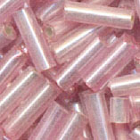 Glasstifte, 2x6,5mm, rosa-transparent/Silbereinzug