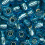 Rocailles, 2,5 mm, hellblau-transp. m.Silbereinzug