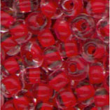 Rocailles, 2,5 mm, Kristall mitFarbeinzug kaminrot