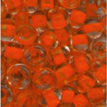 Rocailles, 2,5 mm, Kristall mit Neonfarbe orange