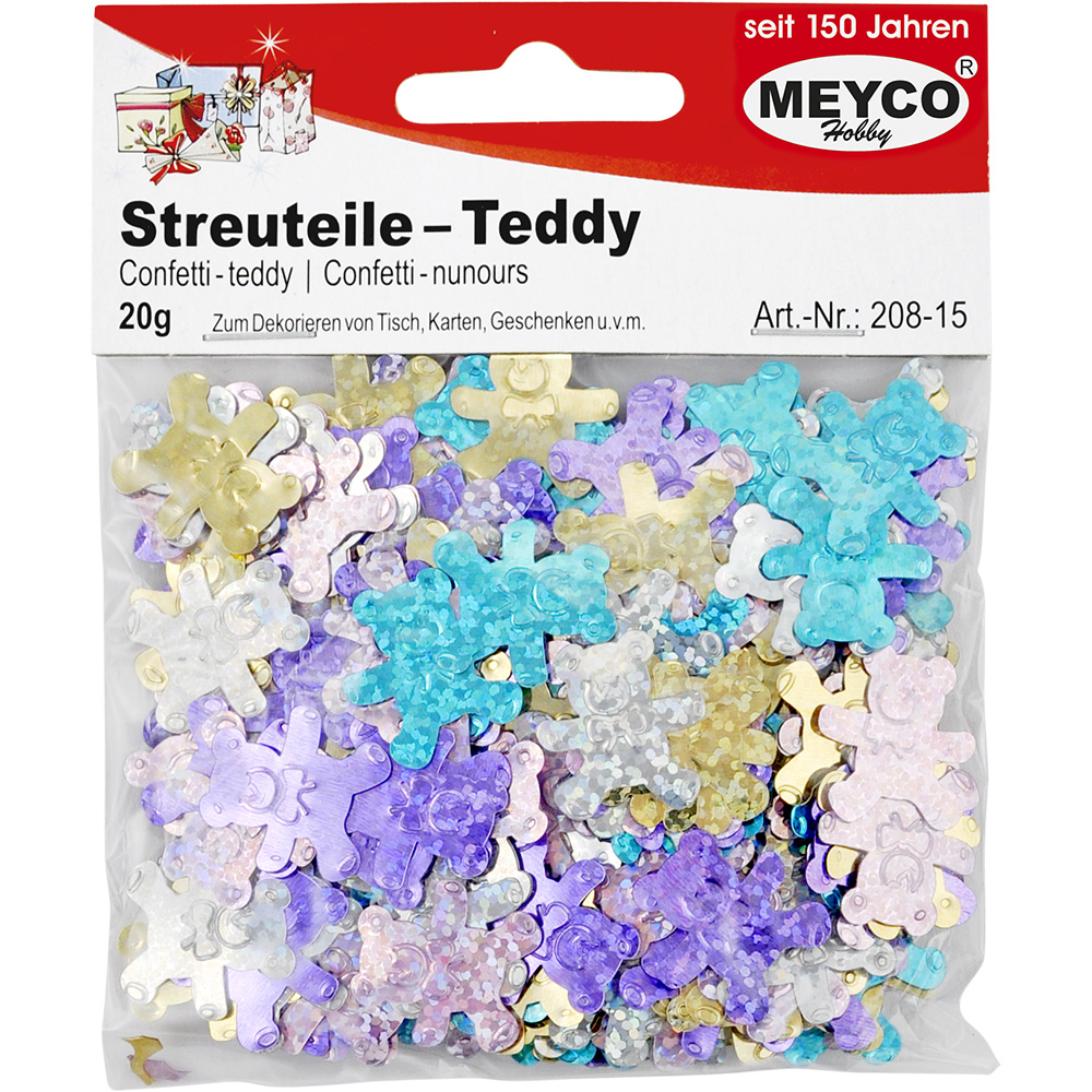 Streuteile -Teddy-, 20g, 5 Farben holo sortiert