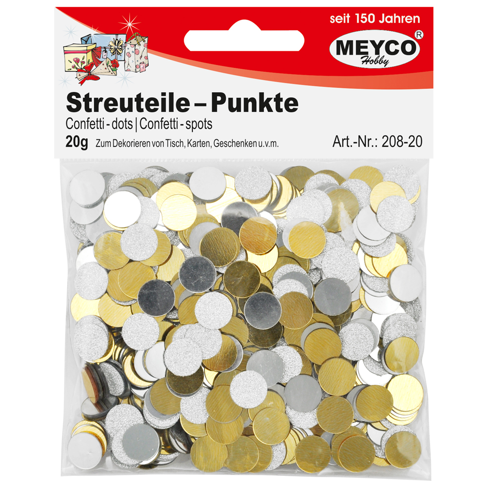 Streuteile -Punkte gold/silber/silber-glitter, 20g