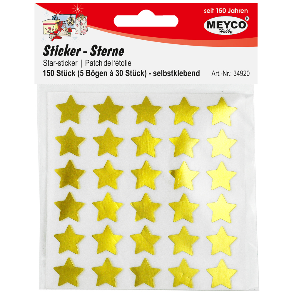 Sternen Sticker in gold, 150 Stück/Beutel