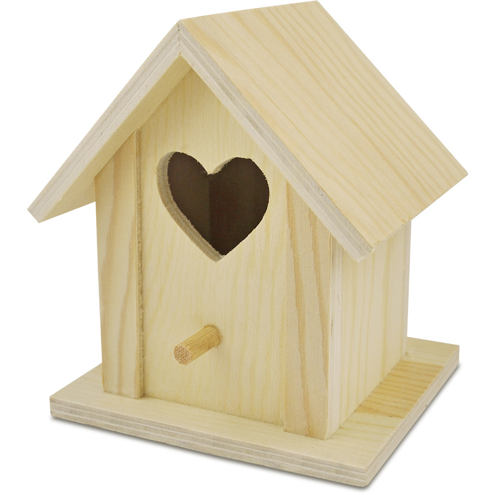 Vogelhaus aus Holz mit Herzfenster, 10,5x10x12,5cm