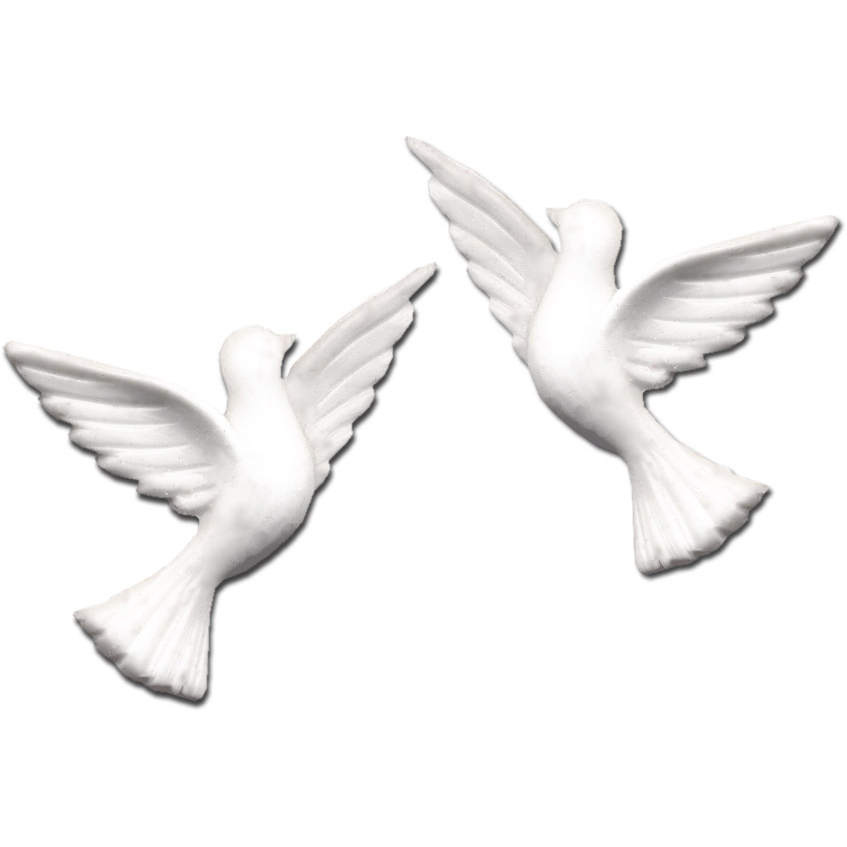 Wachs-Taubenpaar, weiß, 43 x 35mm, 1 Paar