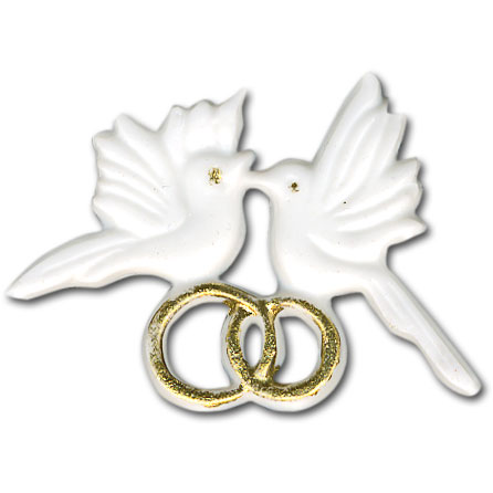 Wachs-Taubenpaar mit Ringen, weiß/gold