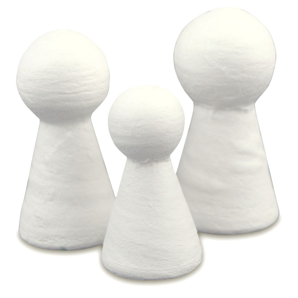 Watte-Figurenkegel -weiß- -klein-, 45mm, 35 Stück