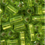 Rocailles im Döschen, 2,5mm, grasgrün/Silbereinzug