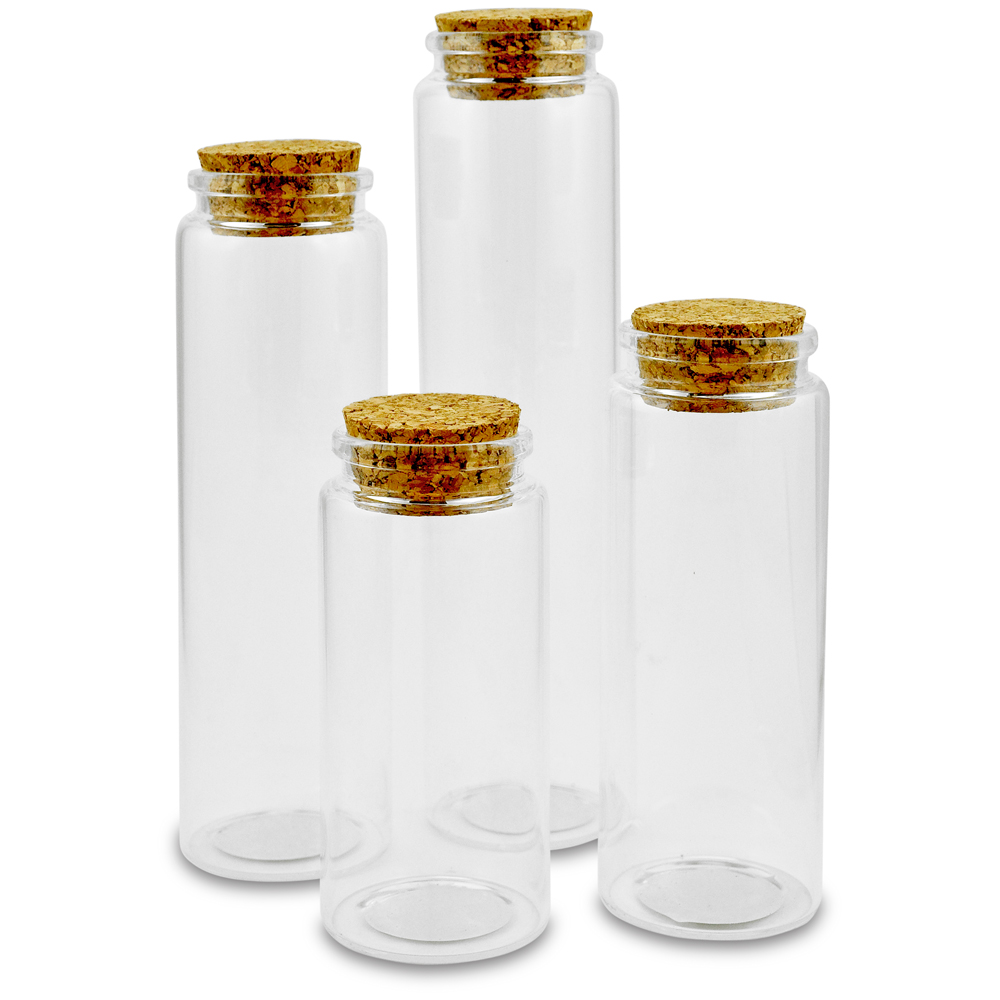 Glasfläschchen mit Korken , ø 4,5cm, H:10cm