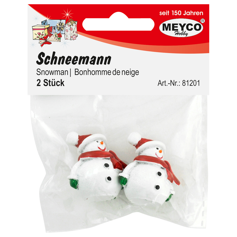 Dekofigur Miniatur Schneemann mit Weihnachtsmütze