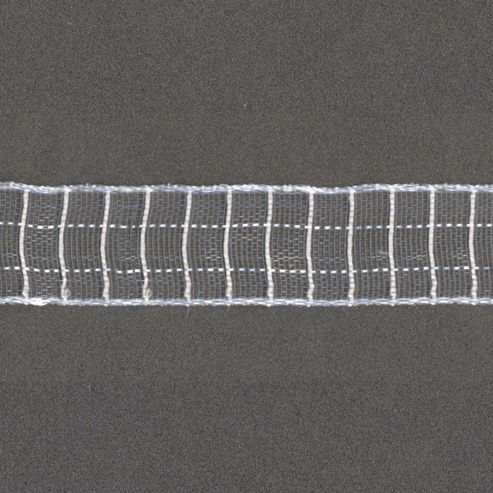 Organza-Gitterband weiß 25mm / 25m mit Draht