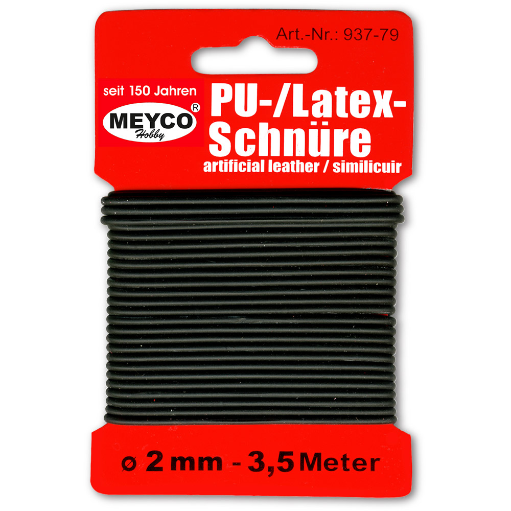 PU-Latex-Schnüre, 2 mm, schwarz, 3,5m p.SB-Karte